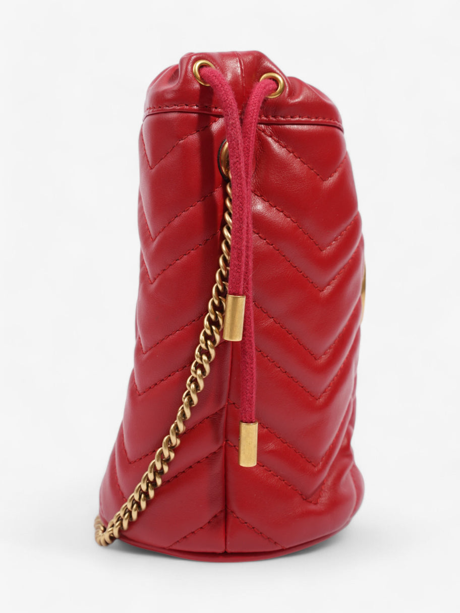 Gucci GG Marmont Bucket Bag Red Matelasse Leather Mini Image 5