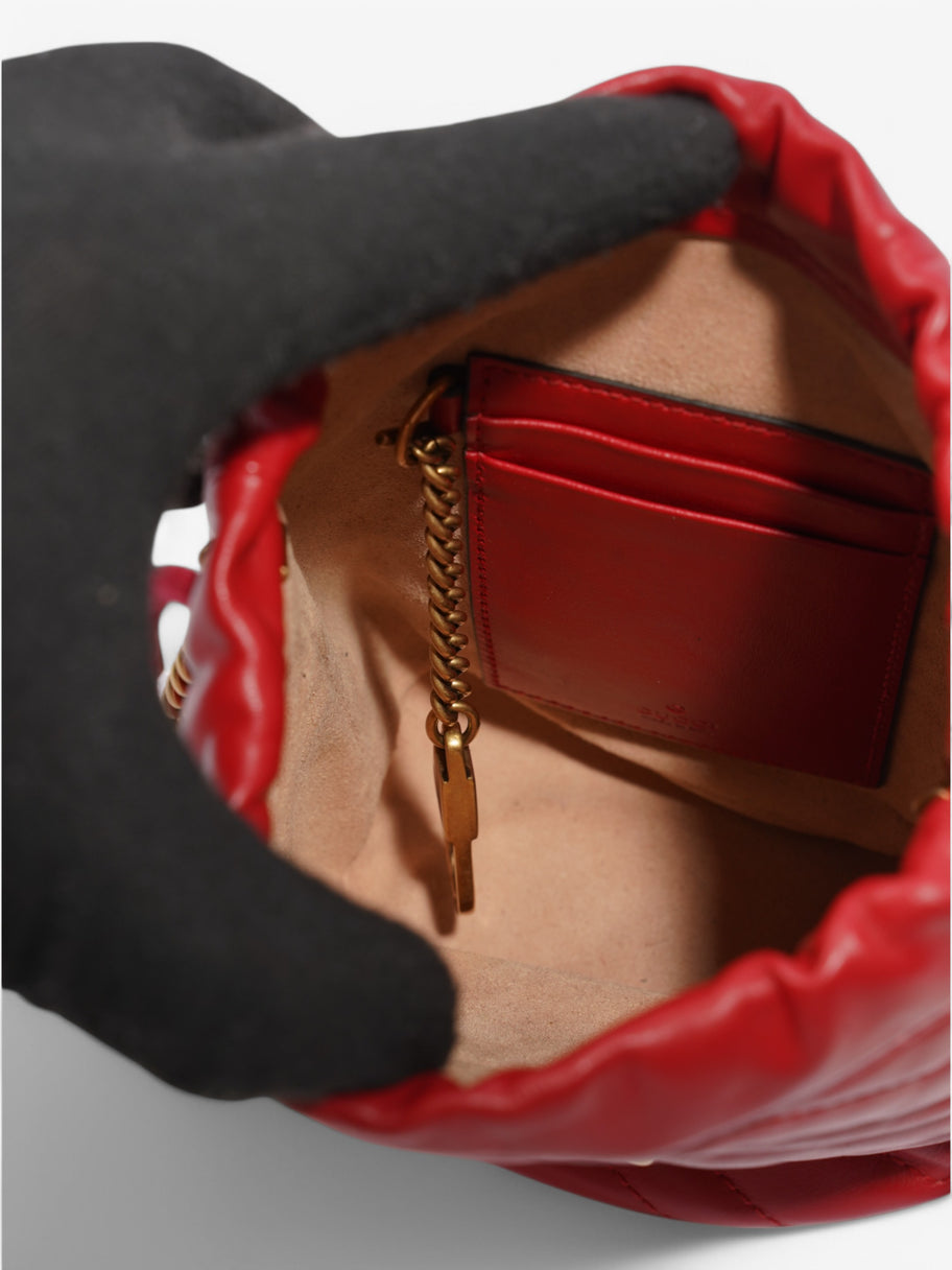 Gucci GG Marmont Bucket Bag Red Matelasse Leather Mini Image 9