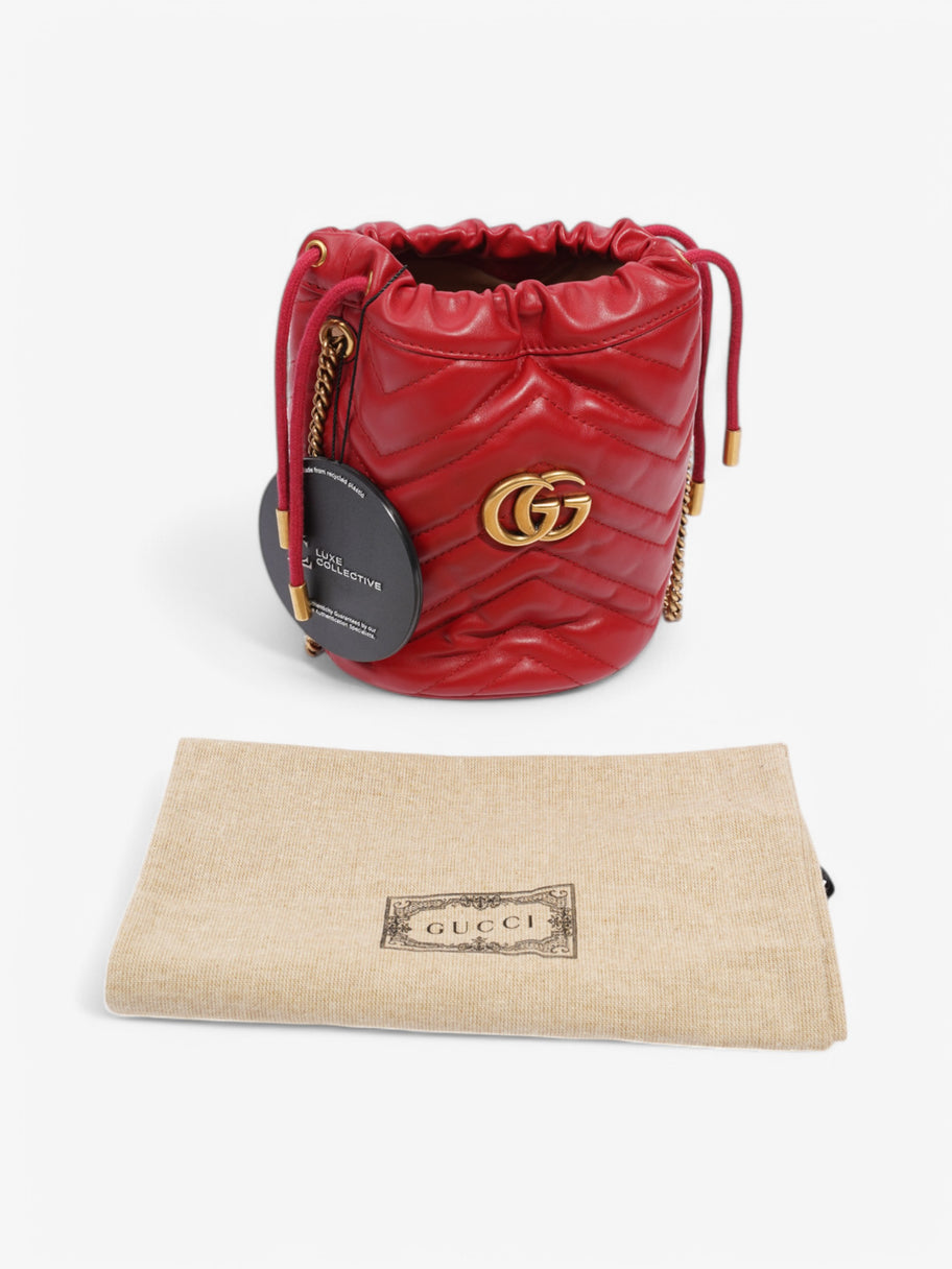 Gucci GG Marmont Bucket Bag Red Matelasse Leather Mini Image 7