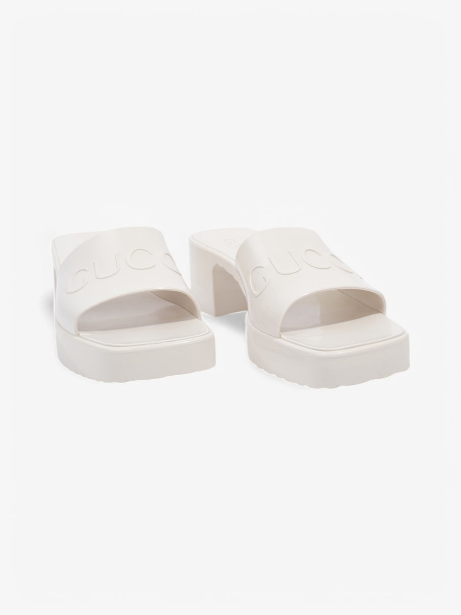 Gucci Logo Embossed Sandals 50 Cream Rubber EU 37 UK 4 Image 2