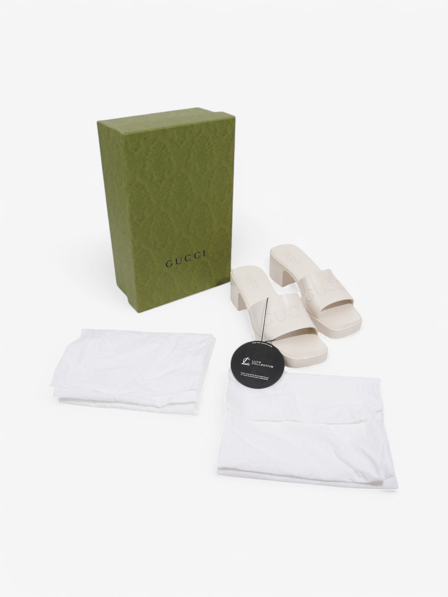 Gucci Logo Embossed Sandals 50 Cream Rubber EU 37 UK 4 Image 8