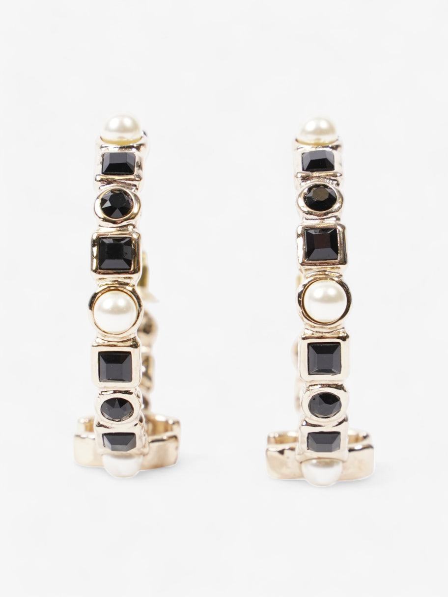 Chanel CC Hoops Gold / Black / Pearl Base Metal Image 3
