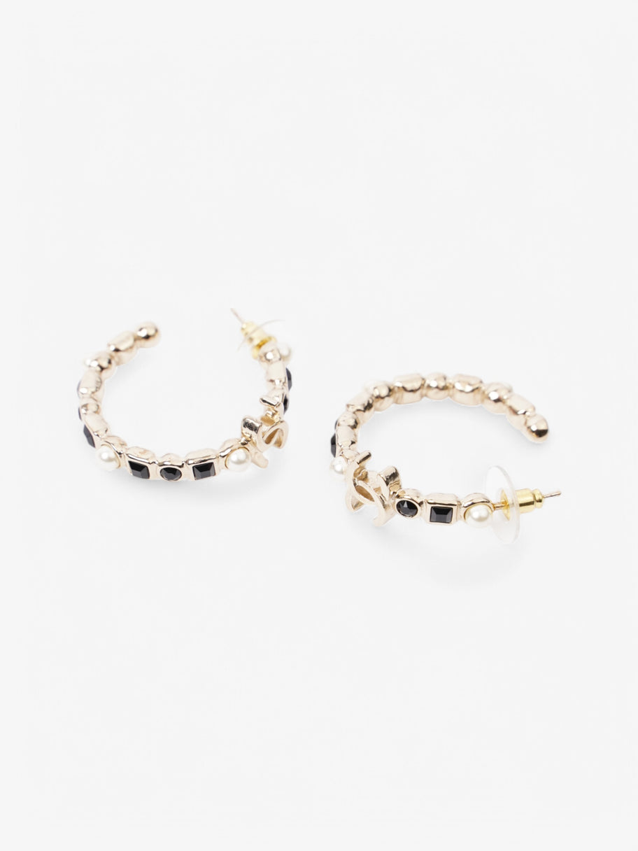 Chanel CC Hoops Gold / Black / Pearl Base Metal Image 6