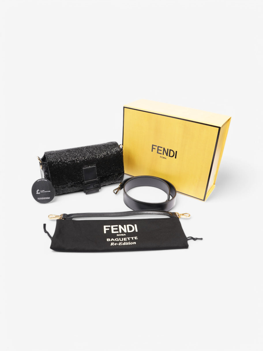 Fendi Beaded Baguette Black Sequin Image 9