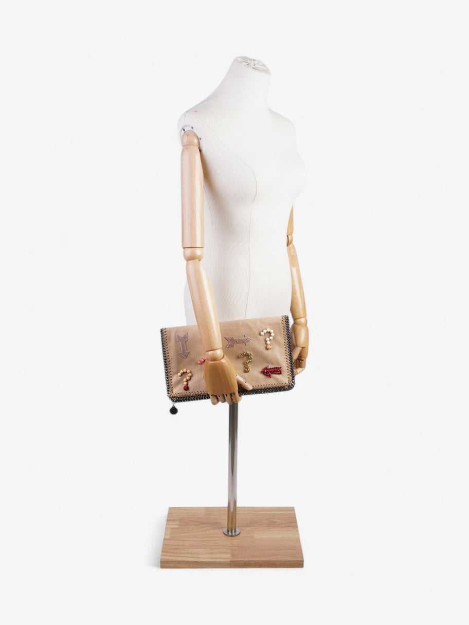 Stella McCartney Embossed Falabella Clutch Beige / Multicoloured Faux Suede Image 2