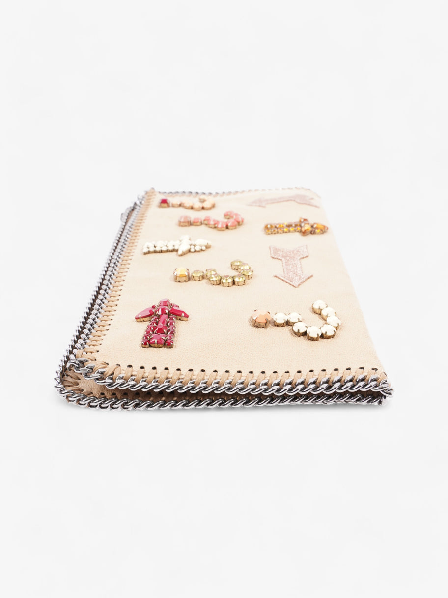 Stella McCartney Embossed Falabella Clutch Beige / Multicoloured Faux Suede Image 4