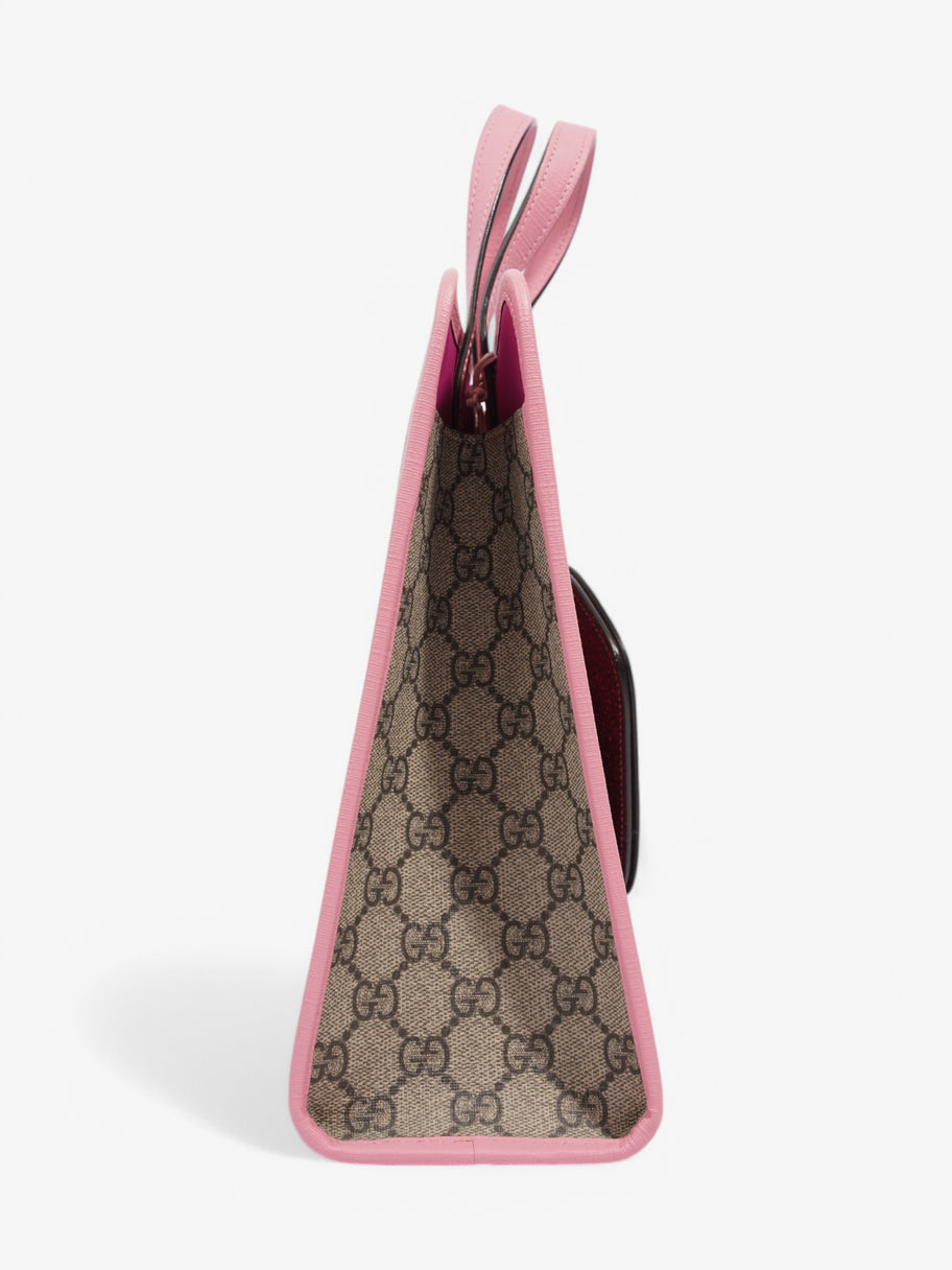 Gucci Strawberry Logo Print Tote GG Supreme / Pink Canvas Image 4