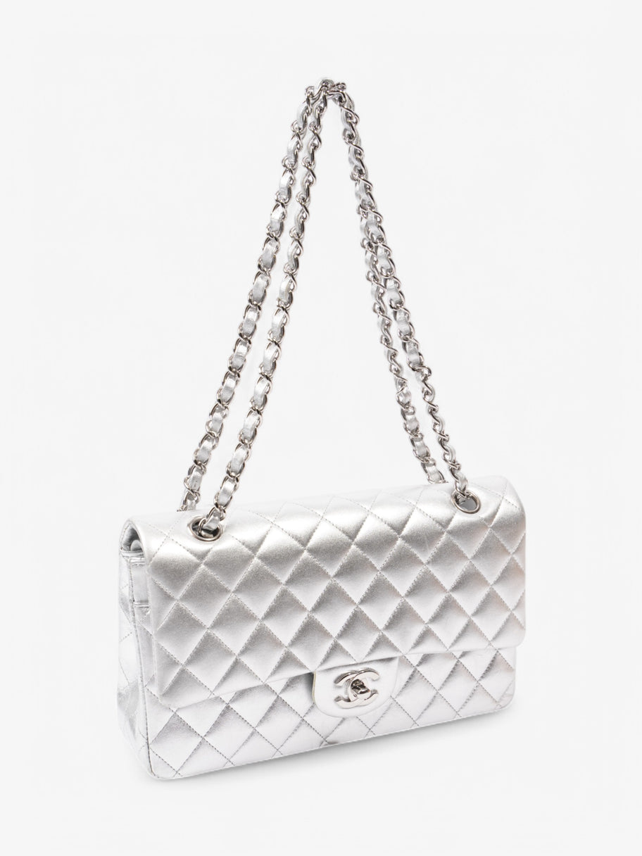 Chanel Classic Flap Silver Leather Medium Image 8