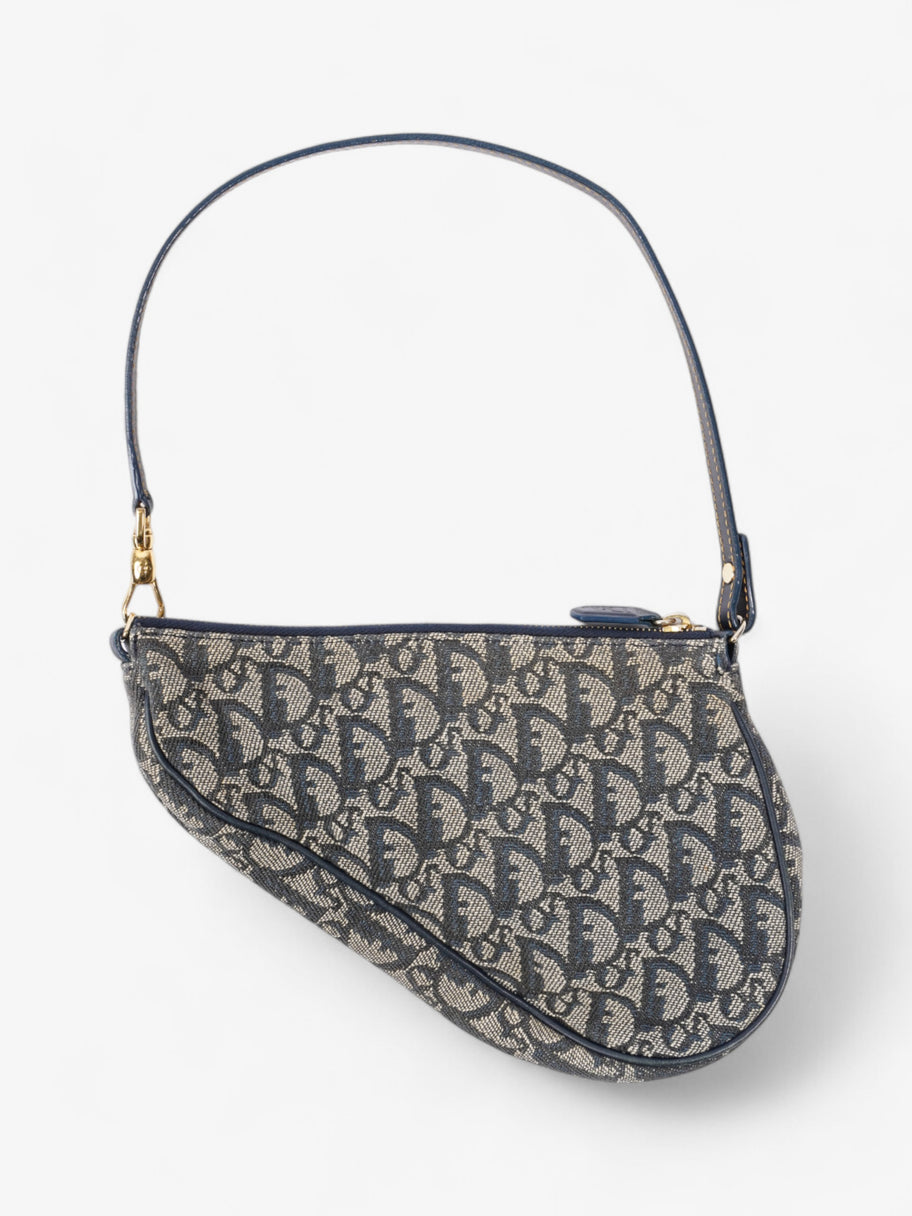 Christian Dior Saddle Pochette Blue Oblique Canvas Mini Image 4