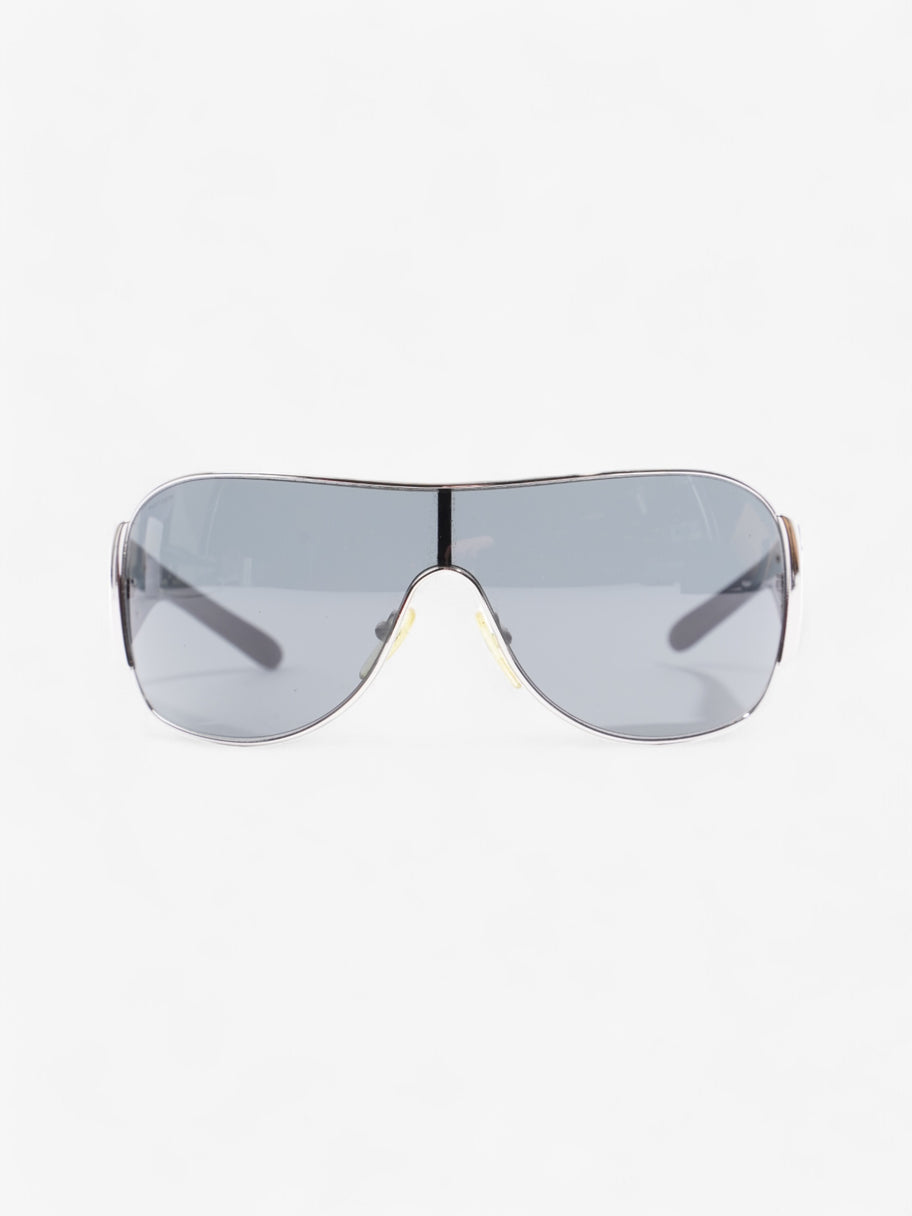 Prada Shield-Frame Sunglasses Black / Silver Acetate 120mm Image 1