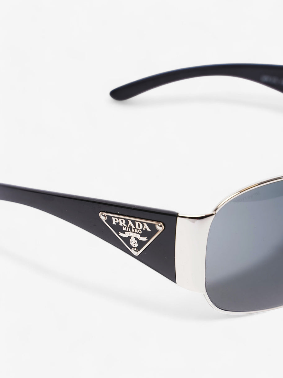 Prada Shield-Frame Sunglasses Black / Silver Acetate 120mm Image 2