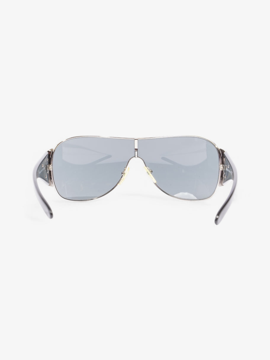 Prada Shield-Frame Sunglasses Black / Silver Acetate 120mm Image 4