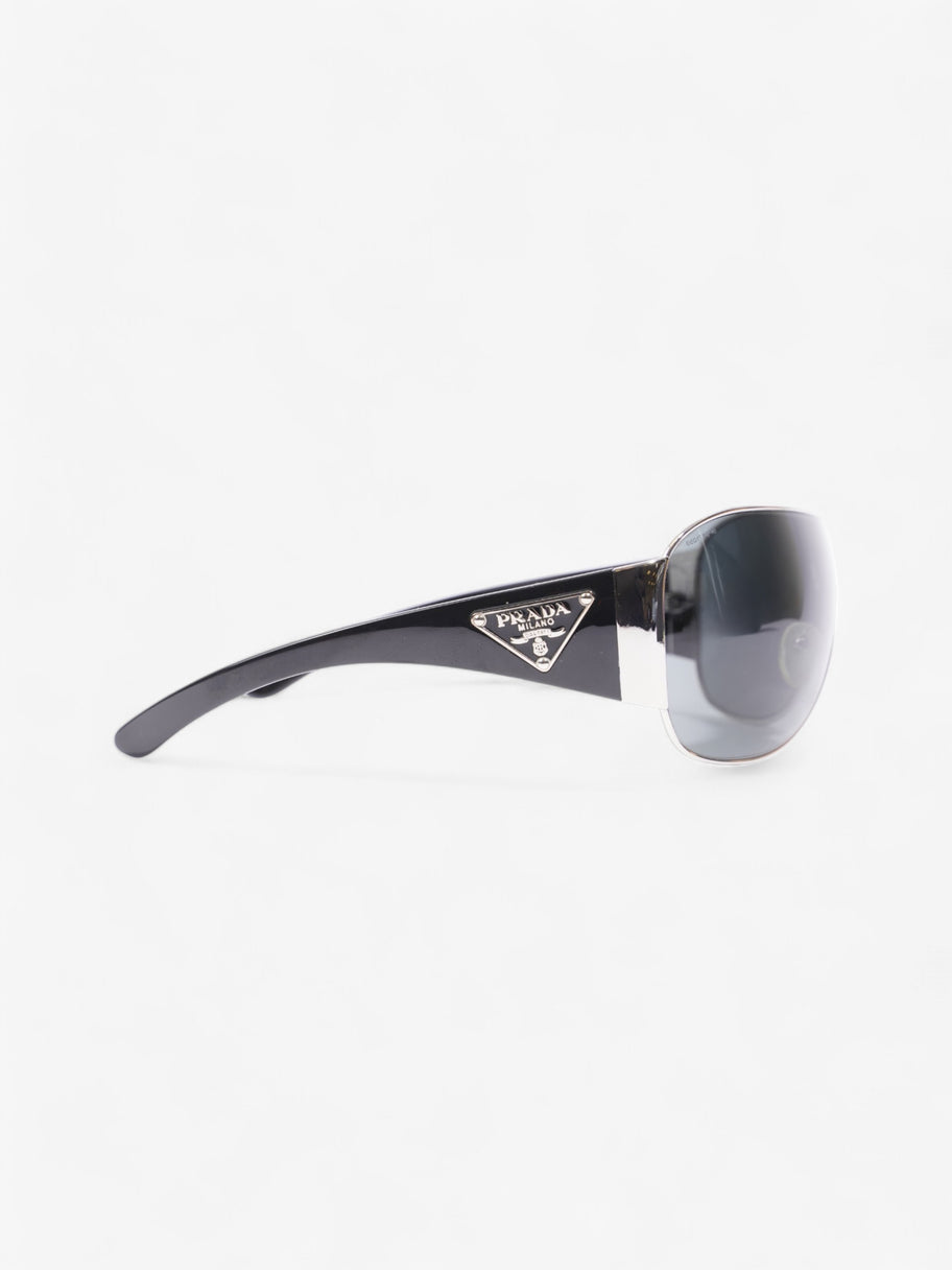 Prada Shield-Frame Sunglasses Black / Silver Acetate 120mm Image 5