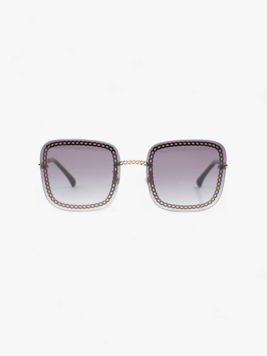 Chanel Chain Detailed Sunglasses with Double Chain Black / Gold Acetate 140mm Image 1