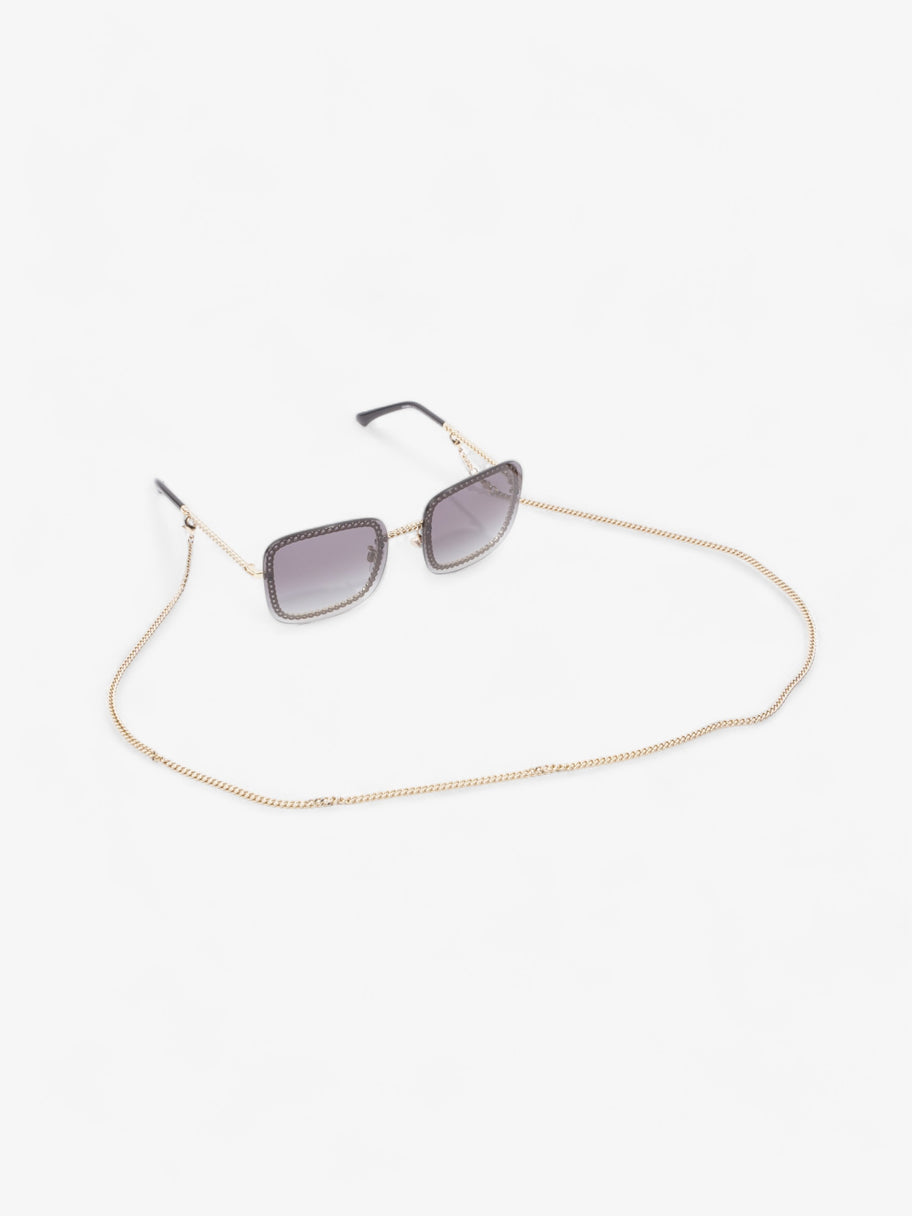 Chanel Chain Detailed Sunglasses with Double Chain Black / Gold Acetate 140mm Image 7