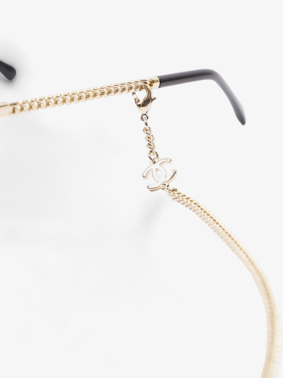 Chanel Chain Detailed Sunglasses with Double Chain Black / Gold Acetate 140mm Image 8