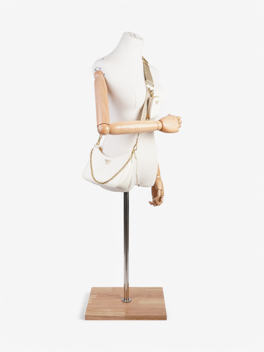 Prada Hobo Re-Edition 2005 White Saffiano Leather Image 2