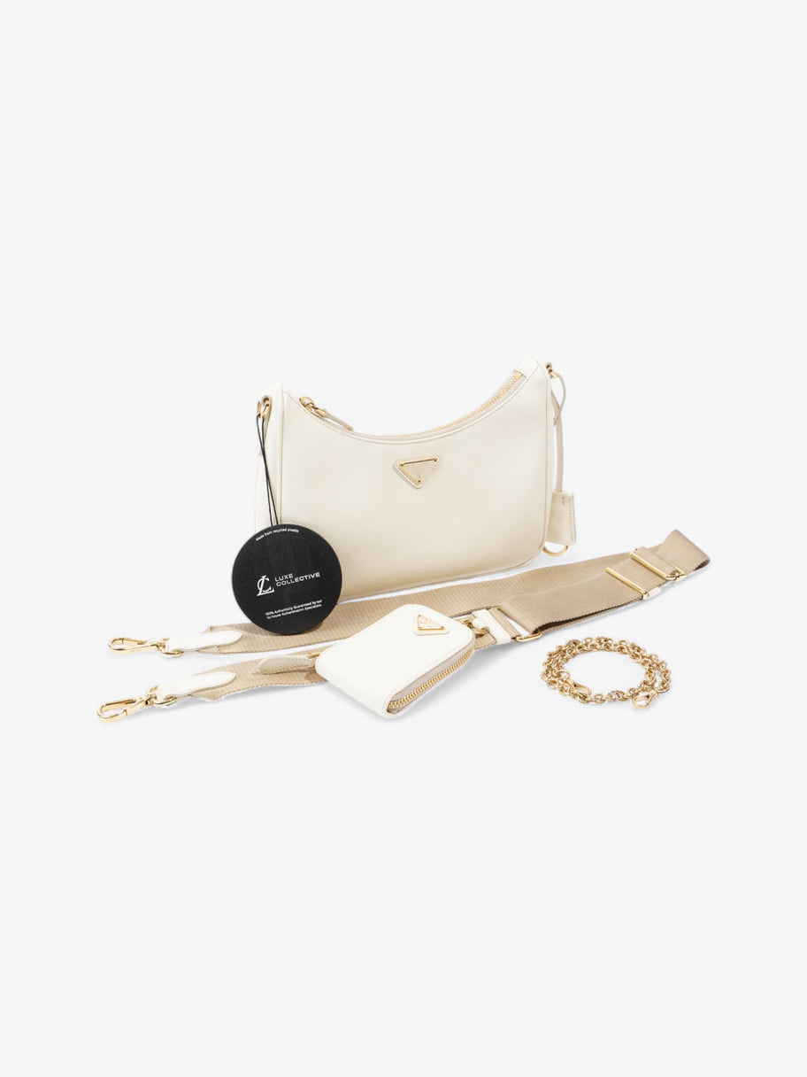 Prada Hobo Re-Edition 2005 White Saffiano Leather Image 9