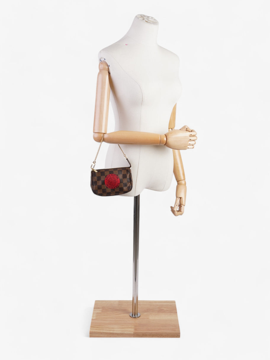 Louis Vuitton Pochette Accessoires Damier Ebene / Red Coated Canvas Mini Image 2