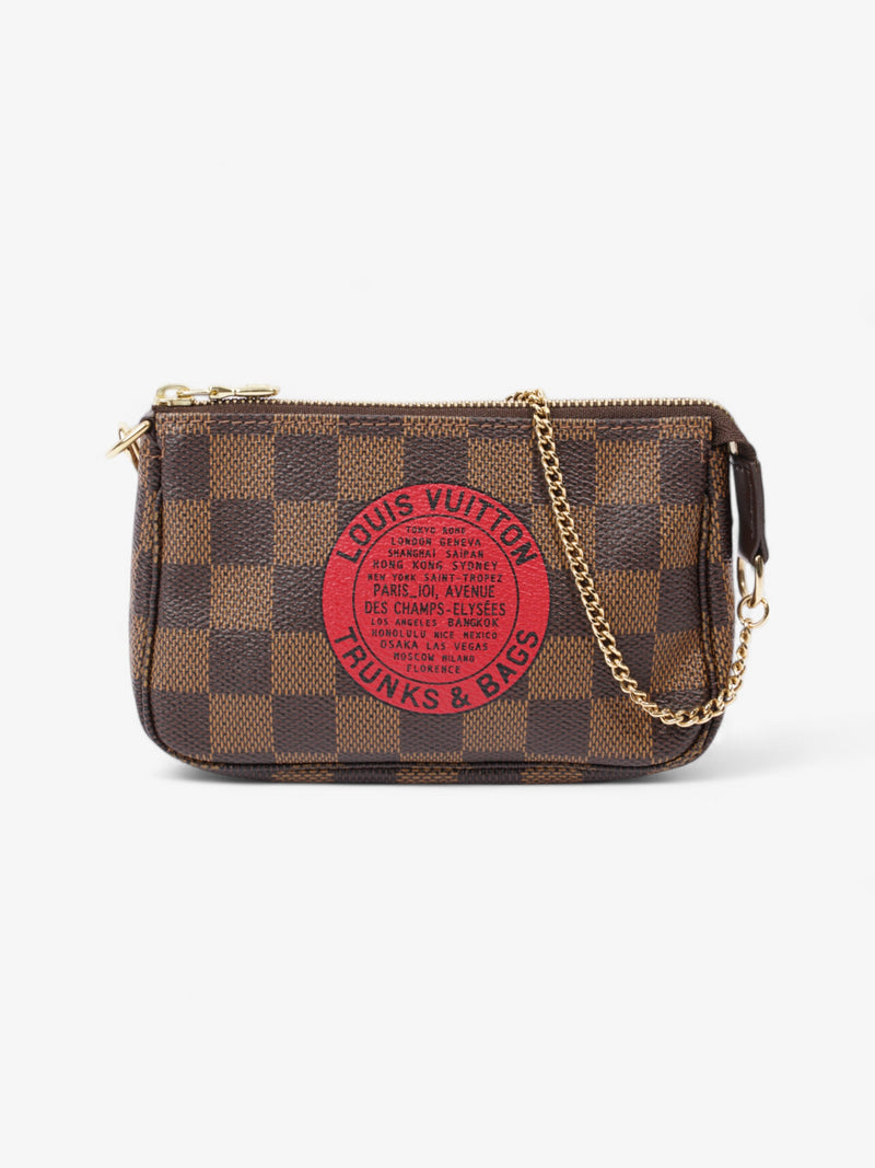  Louis Vuitton Pochette Accessoires Damier Ebene / Red Coated Canvas Mini