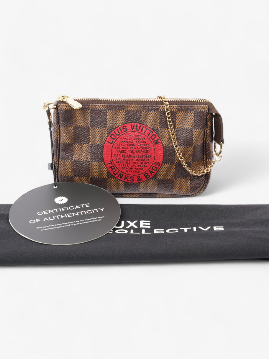 Louis Vuitton Pochette Accessoires Damier Ebene / Red Coated Canvas Mini Image 9