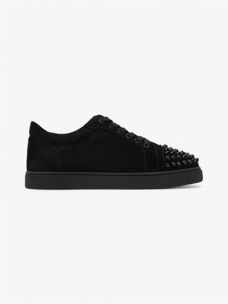  Christian Louboutin Vieira Spikes Flat Black Velvet EU 38 UK 5