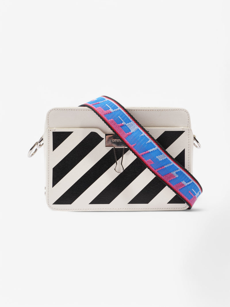  Off White Diag Clip Bag White / Black Leather