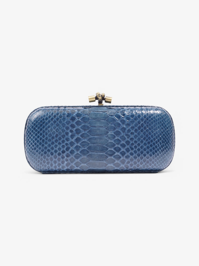 Bottega Veneta Pochette Knot Clutch Bag Blue Python