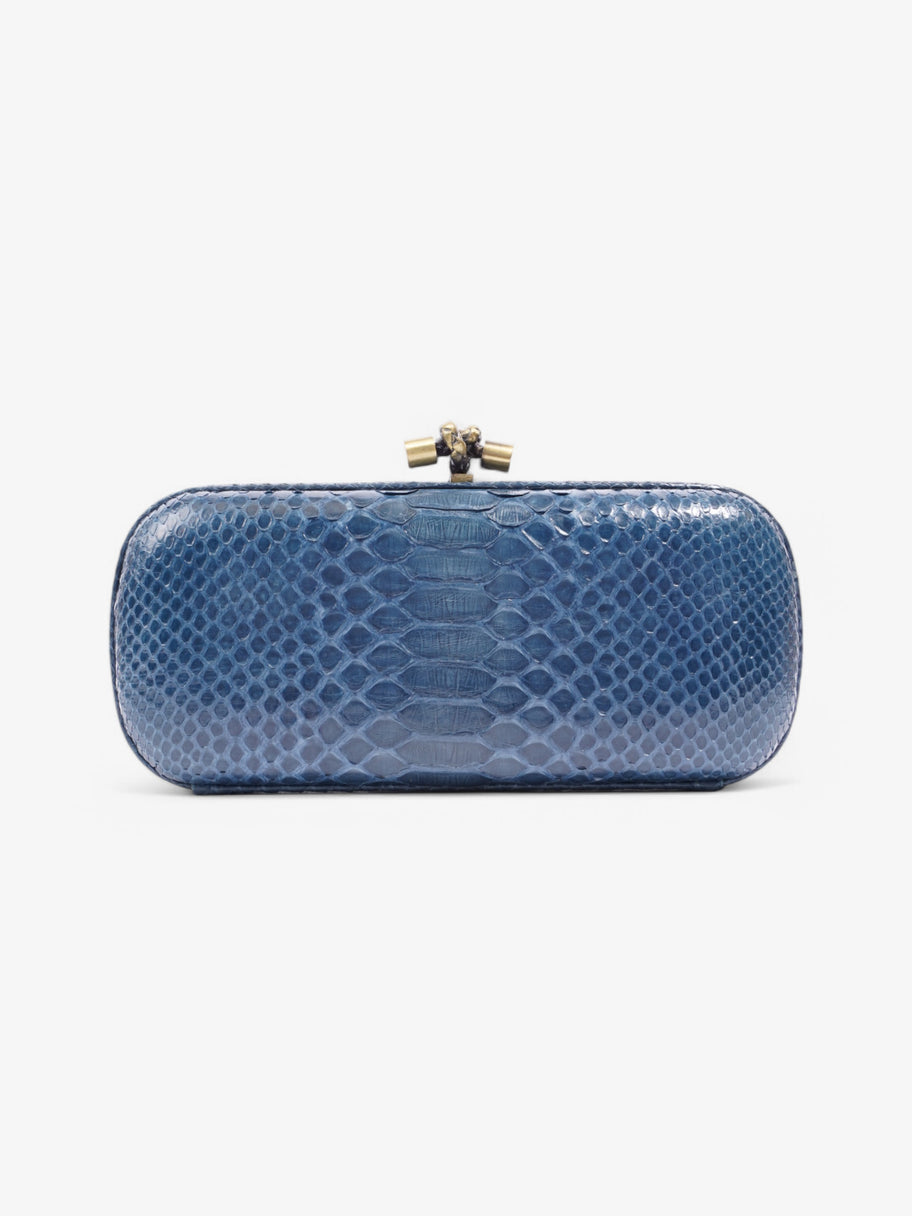 Bottega Veneta Pochette Knot Clutch Bag Blue Python Image 1