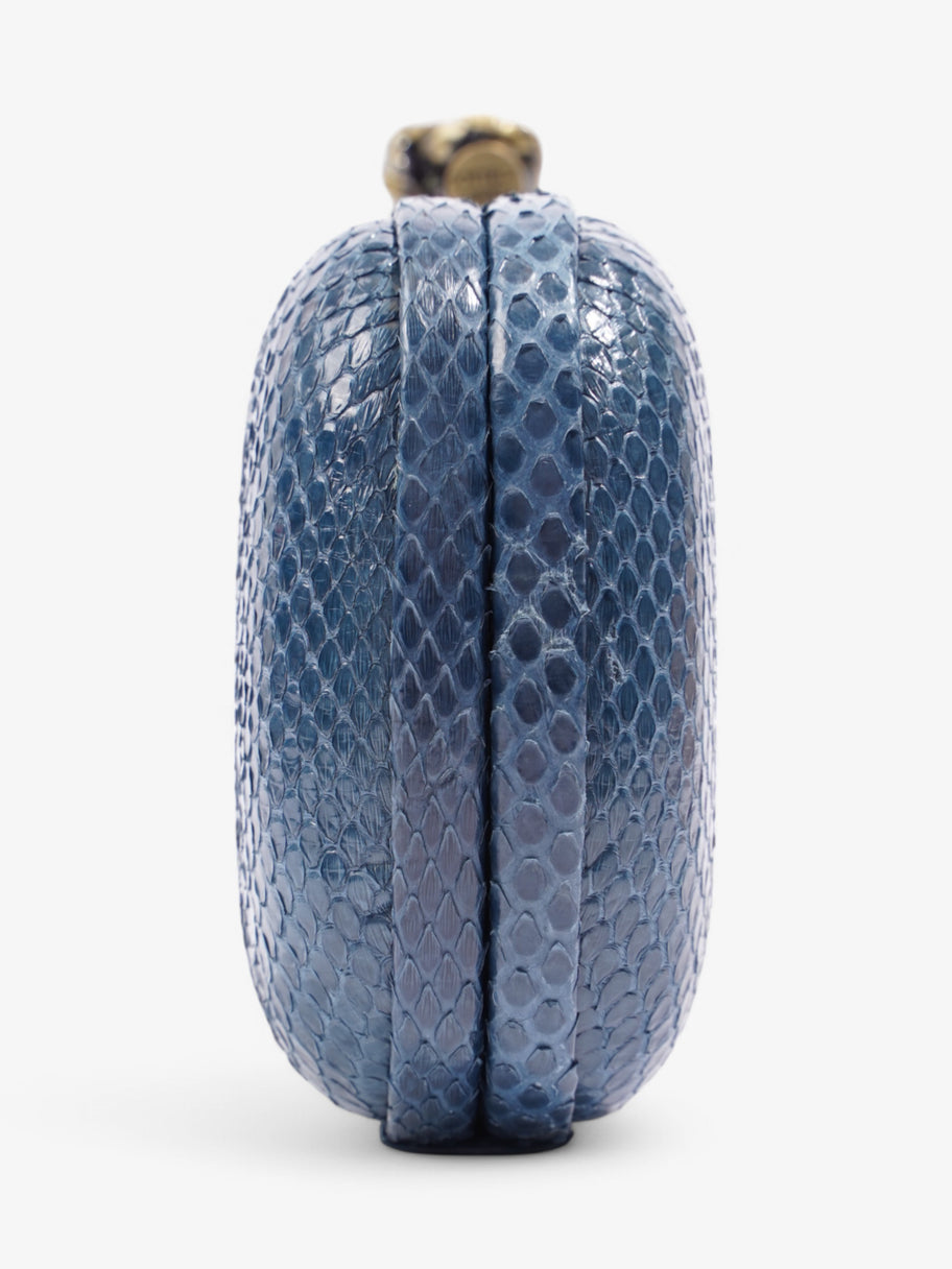 Bottega Veneta Pochette Knot Clutch Bag Blue Python Image 2