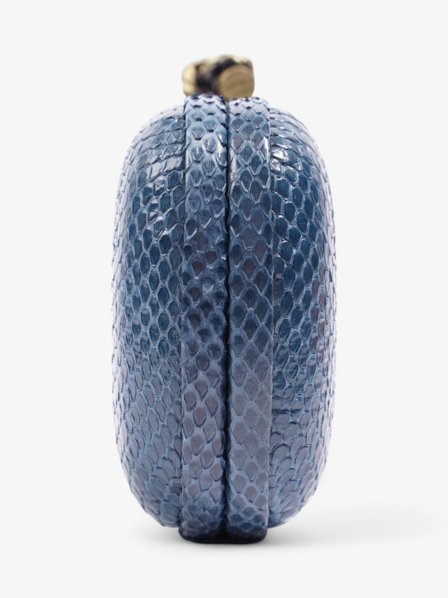 Bottega Veneta Pochette Knot Clutch Bag Blue Python Image 4