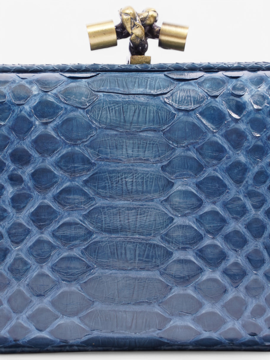Bottega Veneta Pochette Knot Clutch Bag Blue Python Image 6