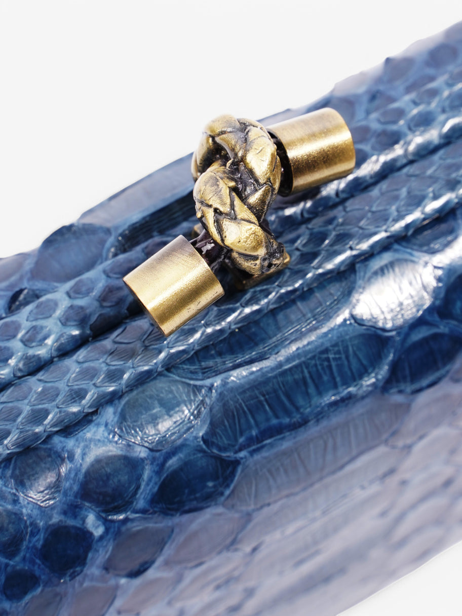 Bottega Veneta Pochette Knot Clutch Bag Blue Python Image 7