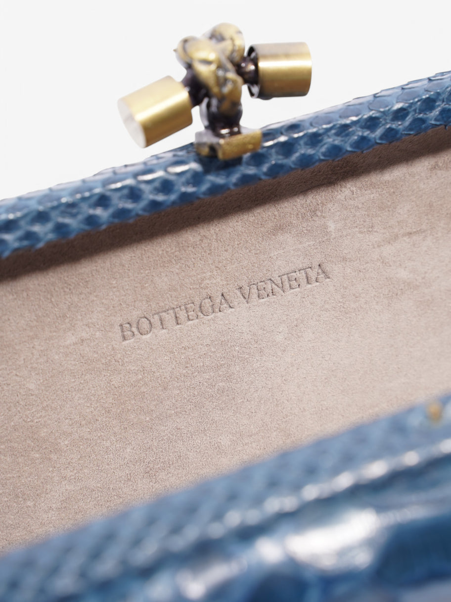 Bottega Veneta Pochette Knot Clutch Bag Blue Python Image 8
