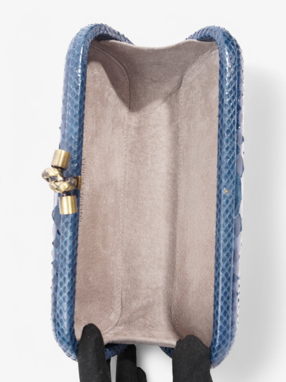 Bottega Veneta Pochette Knot Clutch Bag Blue Python Image 9