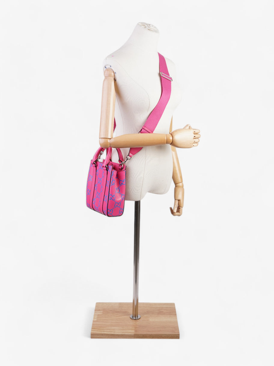 Gucci Gucci Mini Tote, GG logo Embossed Pink / Blue Leather Image 2