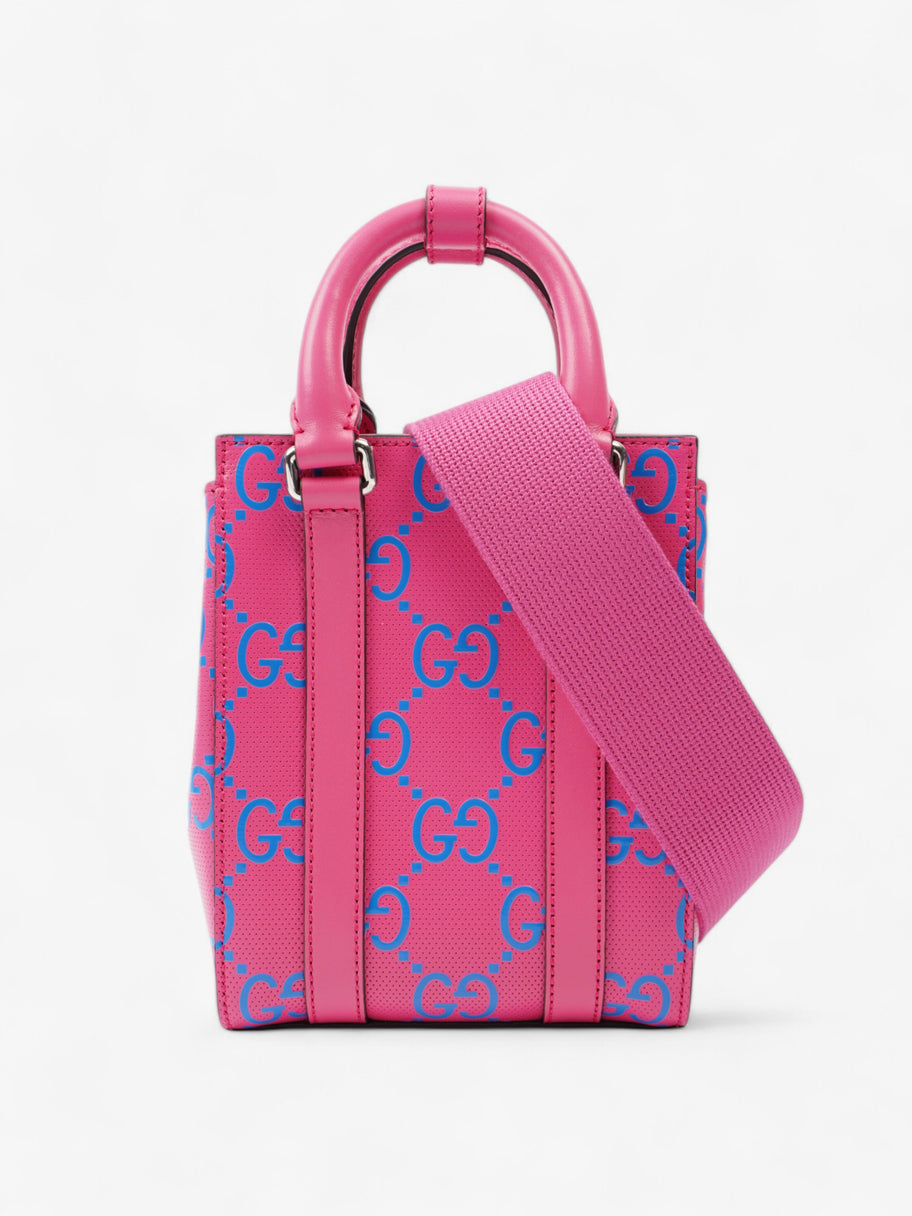 Gucci Gucci Mini Tote, GG logo Embossed Pink / Blue Leather Image 1