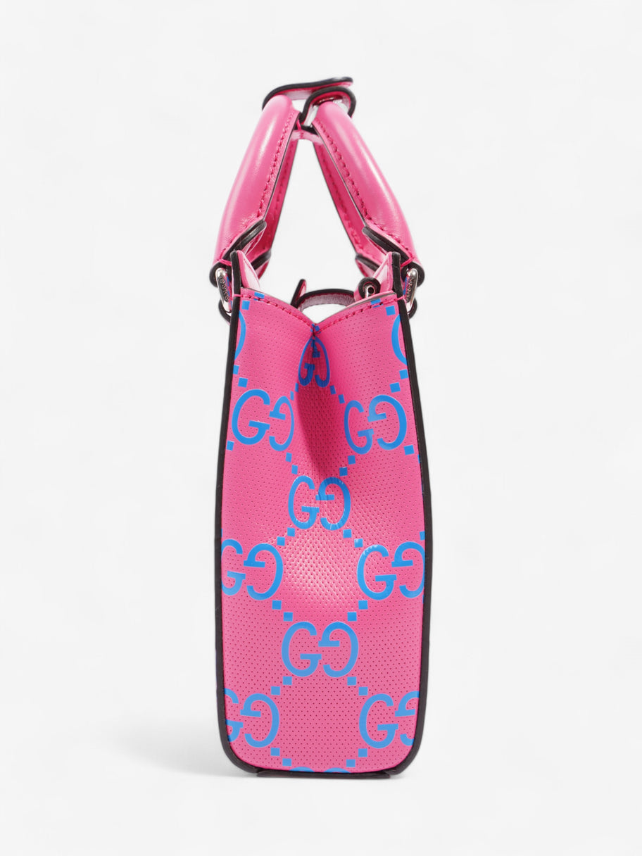 Gucci Gucci Mini Tote, GG logo Embossed Pink / Blue Leather Image 3