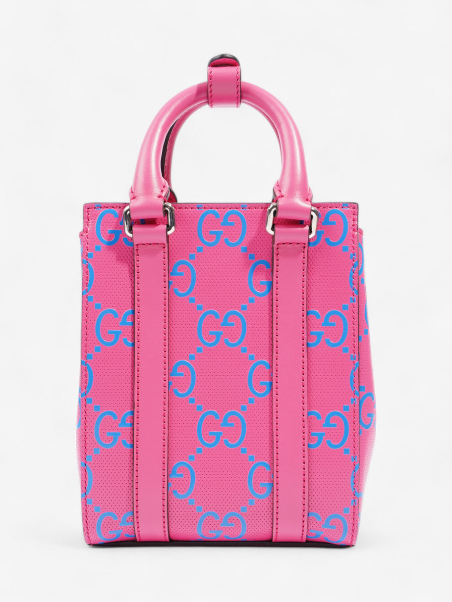 Gucci Gucci Mini Tote, GG logo Embossed Pink / Blue Leather Image 4