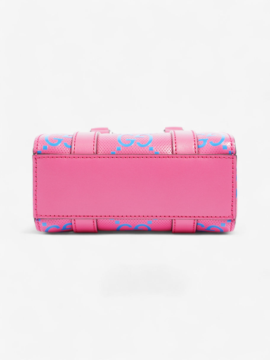 Gucci Gucci Mini Tote, GG logo Embossed Pink / Blue Leather Image 6