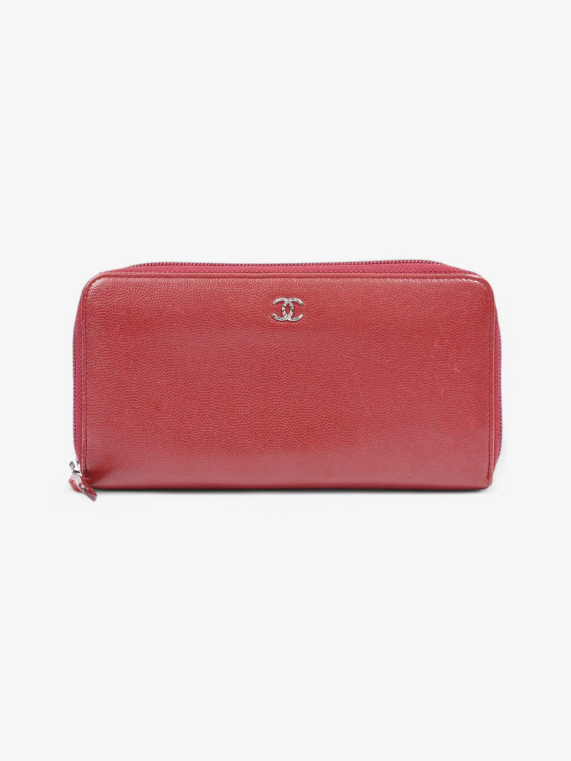  Chanel Zip Wallet Wine Lambskin Leather