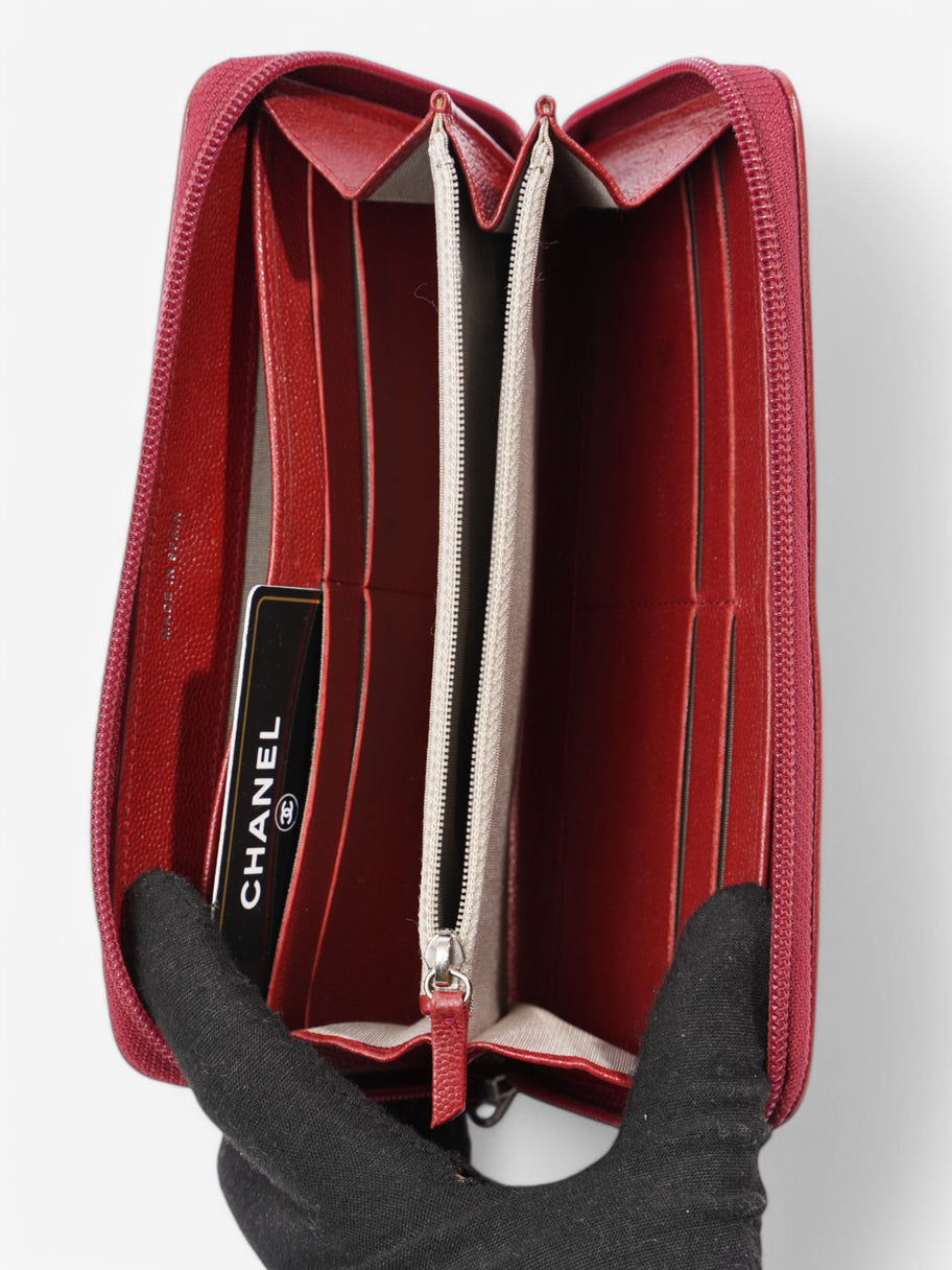 Chanel Zip Wallet Wine Lambskin Leather Image 5