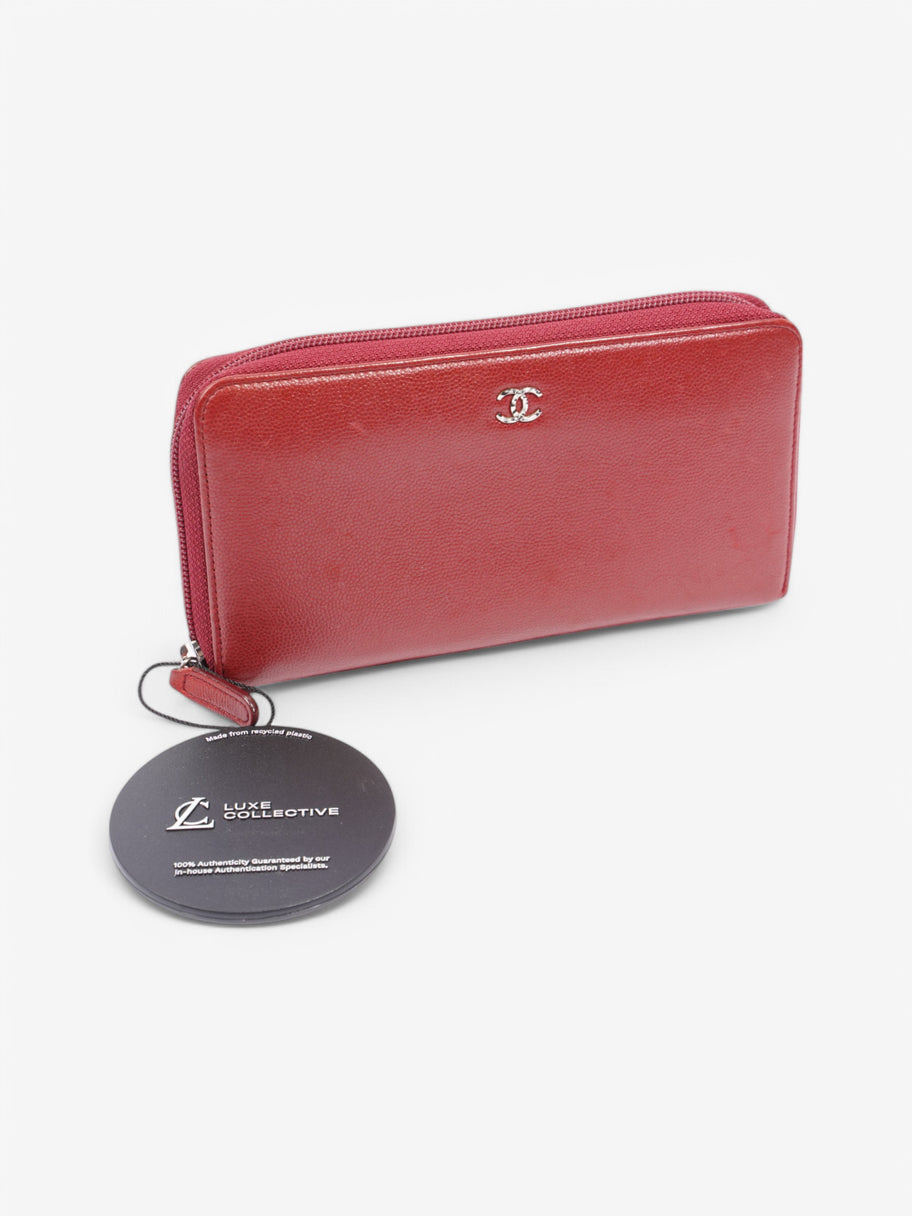 Chanel Zip Wallet Wine Lambskin Leather Image 6