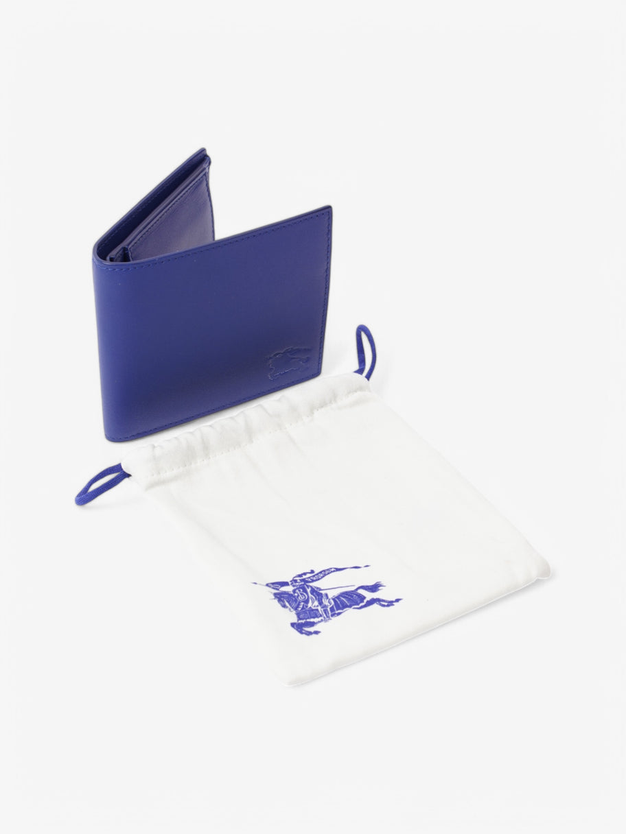 Burberry Bi-Fold Wallet Blue Leather Image 6