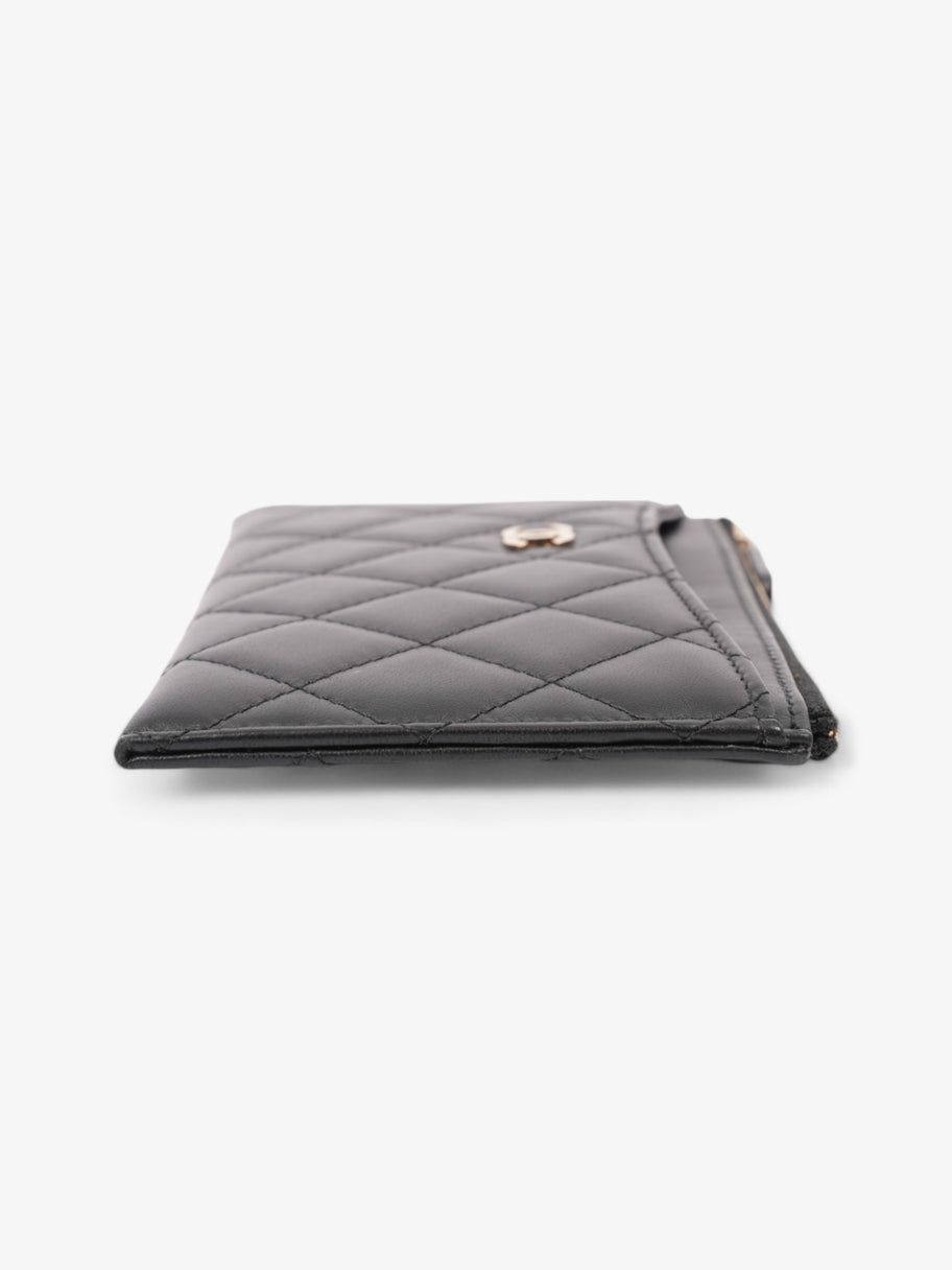 Chanel Zip Wallet Black Lambskin Leather Image 2