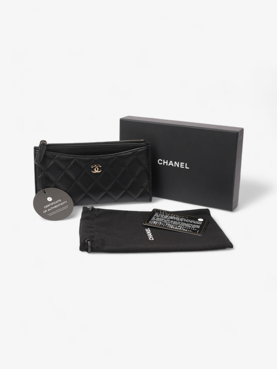 Chanel Zip Wallet Black Lambskin Leather Image 8