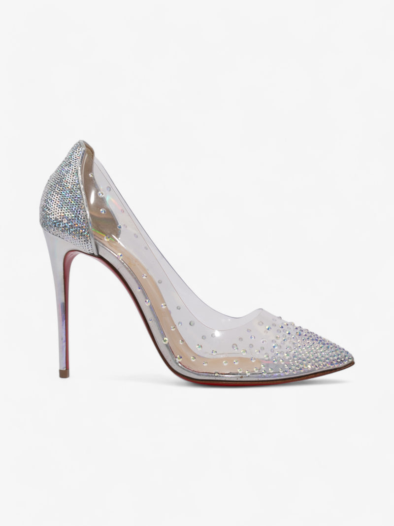  Christian Louboutin Degrastrass  100 Iridescent  / Silver PVC EU 38 UK 5