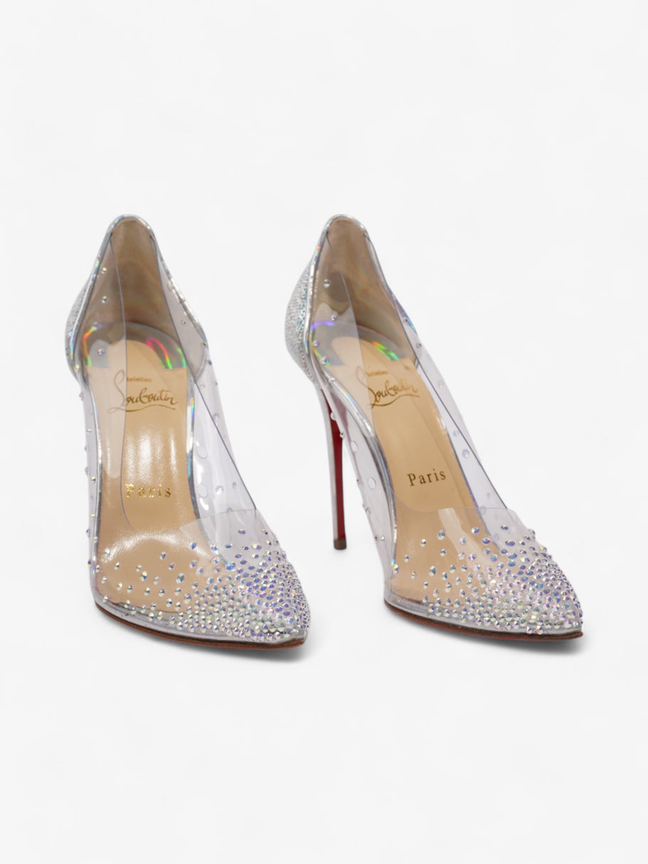 Christian Louboutin Degrastrass  100 Iridescent  / Silver PVC EU 38 UK 5 Image 2