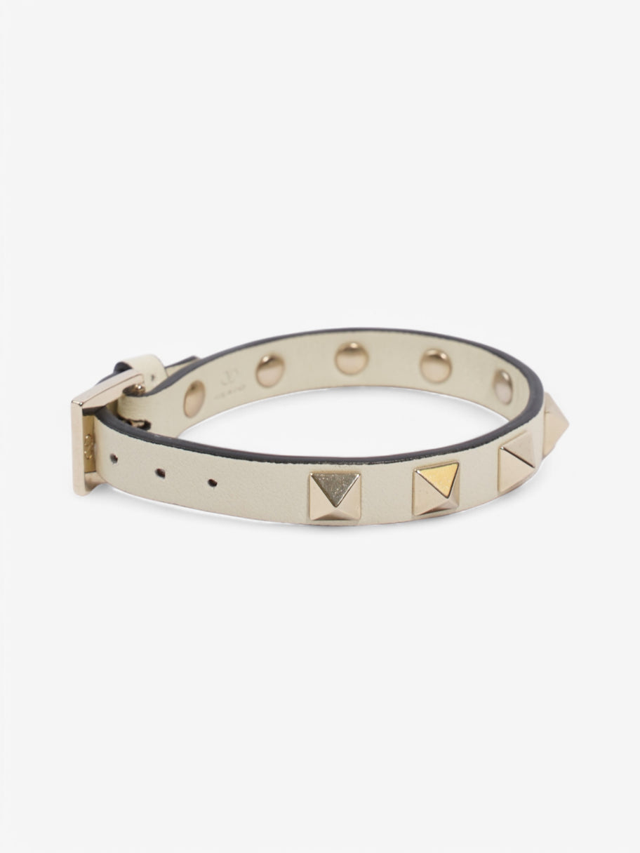 Valentino Rockstud Bracelet Cream Leather Image 3