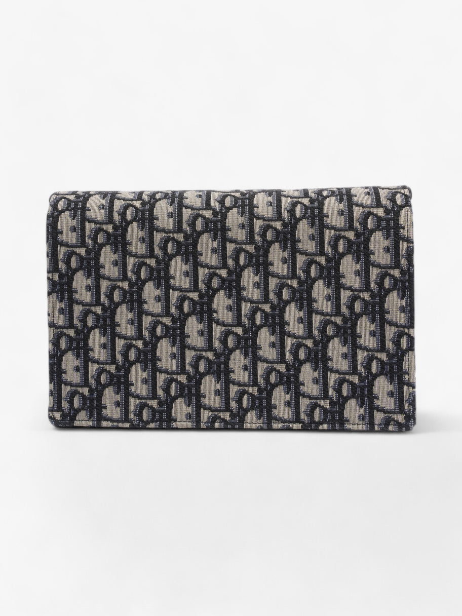 Christian Dior Saddle Pouch with Chain Blue Oblique Cotton Medium Image 4